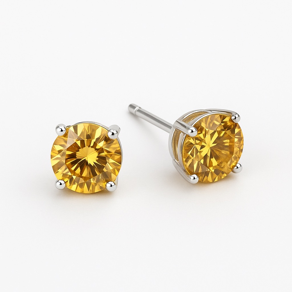 NEW GENUINE 2.4 CARAT GOLDEN 💛💎 YELLOW MOISSANITE & 925 SILVER EARRINGS
